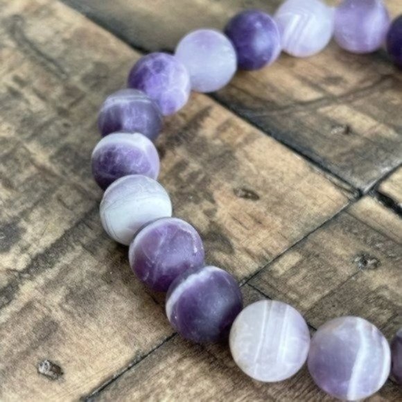 8mm Matte Amethyst Stretch Bead Bracelet - Picture 8 of 8